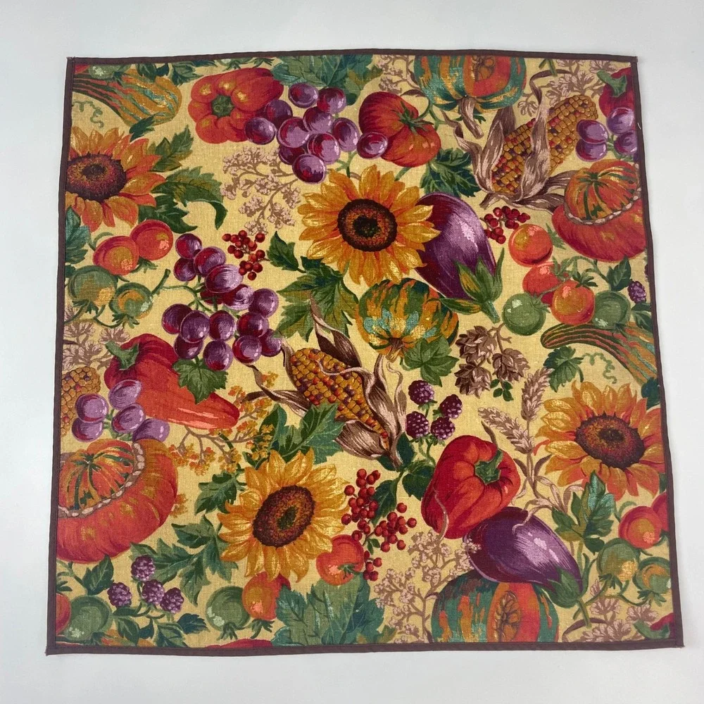 Autumn Cloth Napkins Mixed Harvest Fruit Vegetable‎ Set of 6 Different Sizes